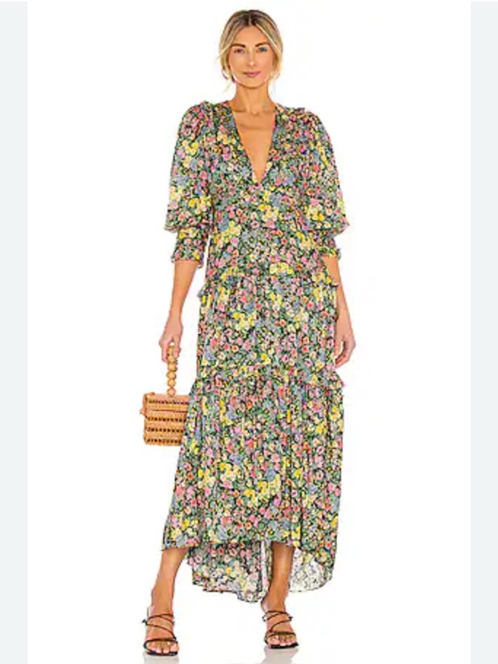 LoveShackFancy Lorencia Floral Tiered Maxi Dress